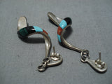 Dramatic Vintage Navajo Sterling Silver Native American Earrings Old-Nativo Arts