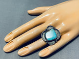 Impressive Vintage Native American Navajo #8 Turquoise Mine Sterling Silver Ring-Nativo Arts