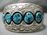 Important 3d Technique Vintage Native American Navajo Turquoise Sterling Silver Bracelet-Nativo Arts