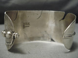 Important Completely Hand Carved Vintage Native American Navajo Sterling Silver Feather Bracelet-Nativo Arts