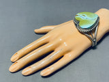 Enormous Native American Navajo Royston Turquoise Heart Sterling Silver Bracelet-Nativo Arts
