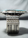 Joe Tso Huge Native American Navajo Blue Diamond Turquoise Sterling Silver Bracelet-Nativo Arts