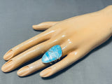 Sky Blue Intricate San Felipe Turquoise Sterling Silver Inlay Ring-Nativo Arts