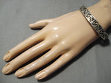 Important Vintage Navajo Cal Begay Sterling Silver Native American Bracelet Cuff-Nativo Arts