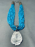 Hand Tooled Tubule Sterling Silver Vintage Native American Navajo Turquoise Necklace-Nativo Arts