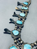 Rare Robins Egg Turquoise Vintage Native American Navajo Sterling Silve Squash Blossom Necklace-Nativo Arts