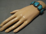 Incredible Blue Diamond Turquoise Vintage Native American Navajo Sterling Silver Bracelet-Nativo Arts
