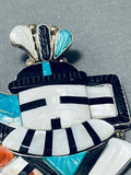 Fascinating Vintage Native American Zuni Longhorn Turquoise Sterling Silver Pin/ Pendant Signed-Nativo Arts