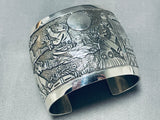 One Of The Best Native American Navajo Sterling Silver Storyteller Bracelet-Nativo Arts