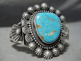 Fantastic Vintage Native American Navajo Old Kingman Turquoise Sterling Silver Bracelet-Nativo Arts