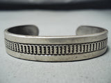 Signed Vintage Navajo Native American Sterling Silver Bracelet Old-Nativo Arts