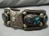 Best High Grade Bisbee Turquoise Vintage Native American Navajo Sterling Silver Bracelet Old-Nativo Arts