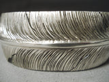 Important Dense Hand Carvings Vintage Native American Navajo Sterling Silver Bracelet-Nativo Arts
