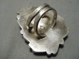 One Of The Biggest Vintage Native American Navajo Morenci Turquoise Sterling Silver Ring-Nativo Arts