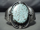 Hueg Vintage Native American Navajo #8 Turquoise Sterling Silver Bracelet-Nativo Arts