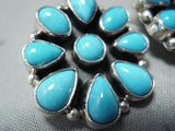 Fabulous Native American Navajo Sleeping Beauty Turquoise Sterling Silver Earrings-Nativo Arts