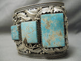 Biggest Best Vintage Native American Navajo #8 Turquoise Sterling Silver Bracelet-Nativo Arts
