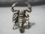 Native American Huge Very Detailed San Felipe Sterling Silver Scorpion Ring-Nativo Arts