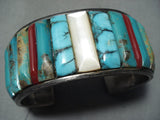 Bobby Begay 1975 Vintage Native American Navajo Turquoise Sterling Silver Inlay Bracelet Old-Nativo Arts