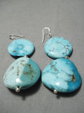 Incredible Vintage Native American Navajo Carico Lake Turquoise Sterling Silver Earrings-Nativo Arts