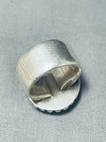 One Of The Heaviest Vintage Native American Navajo #8 Turquoise Sterling Silver Ring-Nativo Arts