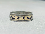 Beautiful And Detailed Vintage Native American Navajo Sterling Silver Gold Animal Ring-Nativo Arts