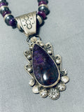 One Of The Most Beautiful Vintage Native American Navajo Sugulite Sterling Silver Necklace-Nativo Arts