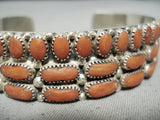 Ceilia Nieto Vintage Native American Zuni Coral Sterling Silver Bracelet-Nativo Arts