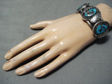 Very Rare Old Pyrite Morenci Turquoise Vintage Native American Navajo Sterling Silver Bracelet-Nativo Arts