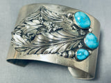 Important Blue Thunder Turquoise Vintage Native American Navajo Sterling Silver Bracelet-Nativo Arts