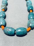 Native American Rare Football Bead Vintage Navajo Spiderweb Turquoise Sterling Silver Necklace-Nativo Arts