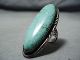 Exquisite Vintage Native American Navajo Green Turquoise Sterling Silver Ring Old-Nativo Arts