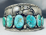 Rare Vintage Native American Navajo Signed 6 Royston Turquoise Sterling Silver Bracelet-Nativo Arts