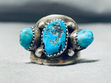 Spectacular Vintage Native American Navajo Morenci Turquoise Sterling Silver Ring-Nativo Arts