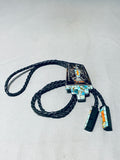 Native American One Of Most Unique Vintage Santo Domingo Turquoise Inlay Bolo Tie-Nativo Arts