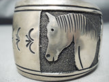 Best Vintage Native American Navajo Thomas Singer Horse Sterling Silver Bracelet-Nativo Arts