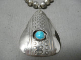 Amazing Vintage Native American Navajo Turquoise Sterling Silver Necklace Old-Nativo Arts