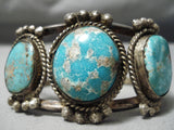 One Of Best Vintage Native American Navajo Gilber Turquoise Sterling Silver Bracelet-Nativo Arts