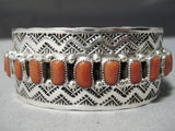 Impressive Native American Navajo Corals Sterling Silver Large Bracelet-Nativo Arts
