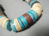 Native American Authentic Vintage Santo Domingo Tony Aguilar Sr Turquoise Brass Necklace-Nativo Arts
