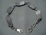 Signed Snake Eyes Turquoise Vintage Native American Zuni Sterling Silver Link Bracelet-Nativo Arts