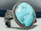 Gigantic Vintage Native American Navajo Blue Diamond Turquoise Sterling Silver Bracelet-Nativo Arts