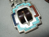 Native American Important Best Vintage Cochiti Turquoise Inlay Sterling Silver Heavy Concho Belt-Nativo Arts