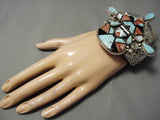One Of The Biggest Best Native American Navajo Turquoise Sterling Silver Kachina Bracelet-Nativo Arts