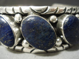 Best Vintage Native American Navajo Slanted Lapis Sterling Silver Bracelet Old-Nativo Arts