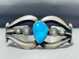 Superb Vintage Native American Navajo Candelaria Turquoise Sterling Silver Cast Bracelet-Nativo Arts