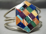 Absolutely Incredible Vintage Native American Navajo Turquoise Inlay Sterling Silver Bracelet-Nativo Arts