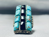 One Of The Best Ever Vintage Zuni Inlay Turquoise Sterling Silver Ring Old-Nativo Arts