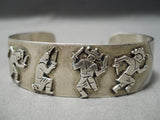 Ceremonial Dancing Kachina Vintage Native American Hopi Sterling Silver Bracelet-Nativo Arts