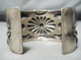 Expert Hand Tooled Wide Vintage Native American Navajo Sterling Silver Bracelet-Nativo Arts